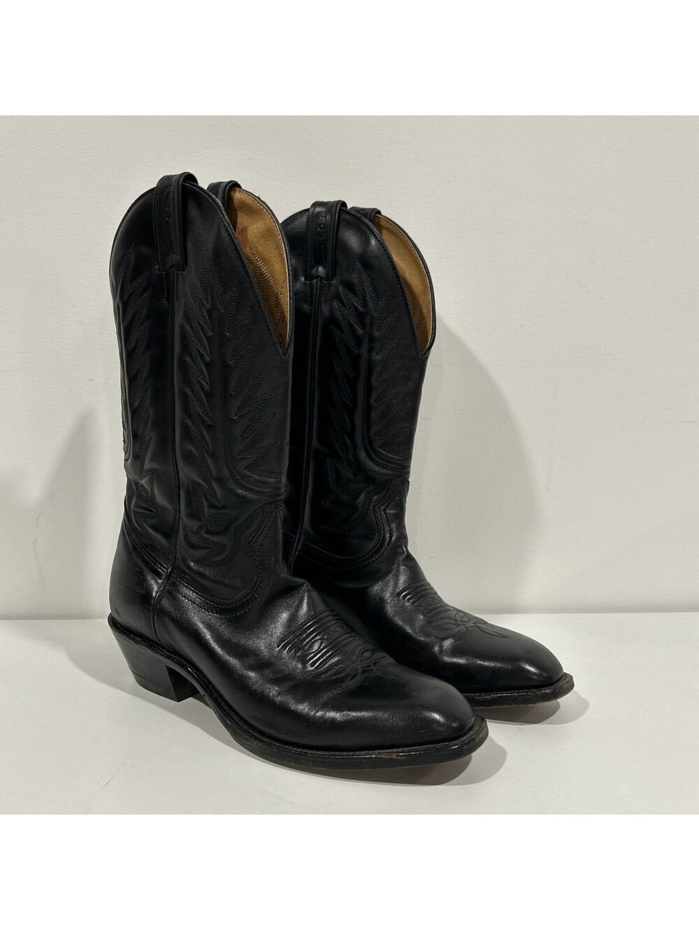 VINTAGE BOULET COWBOY BOOTS MEN’S 9.5 E MADE IN CANADA WESTERN 14” And 2” Heel